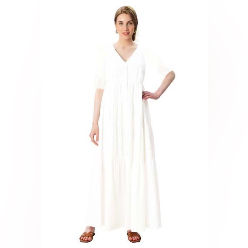Cotton Poplin Tiered Maxi Dress